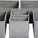 Amazon Basics Cloth Drawer Storage Organizer Boxes for Socks, Underwear and Baby Items, Set of 6, Gray
