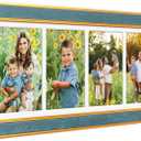 Suede 8x21 Picture Frame Display 4 Opening 5x7 Picture Frames Collage Wall Decor with Mat,Multi Photo Frame for Plexiglass,Wall Decor,1Pack,Blue