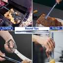 JETKONG 4 Pcs Kitchen Tweezers, 12'' and 10'' Stainless Steel Cooking Tweezers Set, High-Precision Tweezers Tongs for Cooking, Repairing, Seafood and BBQ (Blue)