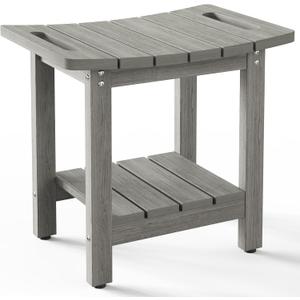 HIPS Shower Benches for Inside Shower, Shower Stool with Space-Efficient Storage Shelf, Waterproof Shower Chair Seat for Spa Bathroom(Light Gray)