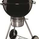 Weber Master-Touch Charcoal Grill, 22-Inch, Black Premium Outdoor BBQ Grill with Tuck-Away Lid Holder & OneTouch Cleaning System, PorcelainEnameled Kettle