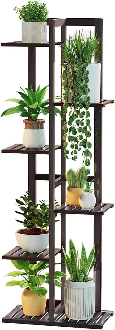 Laiensia Bamboo Plant Stand Rack 6 Tier,Multiple Stand Holder Shelf Rack, Indoor&Outdoor Planter Display Shelves for Patio Garden, Living Room, Corner Balcony and Bedroom