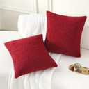 FUTEI Maroon Throw Pillow Covers 16x16 Inch Set of 2,Furry Faux Fur Teddy Boucle Textured Cushion Covers,Soft Fluffy Decorative Pillow Case,Home Decor for Couch Bed Living Room Office Car