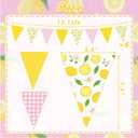 6PCS Lemon Party Decorations Pennant Banners Pink and Yellow Triangle Flags Garland Lemonade Stand Supplies Summer Birthday Baby Shower Decor