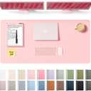 YSAGi Leather Desk Protector, Office Mat, Large Mouse Mat, Non-Slip PU Leather Blotter, Laptop Pad, Waterproof Writing Pad for Office and Home (Light Pink, 47.2" x 23.6")