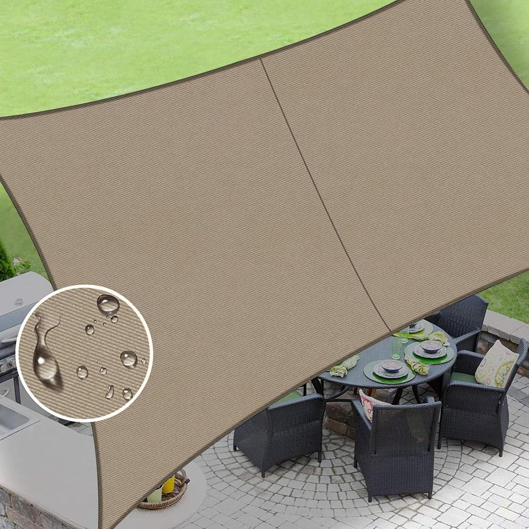 LOVE STORY Waterproof 10' x 13' Rectangle Taupe Sun Shade Sail Cannoy UV Resistant for Outdoor Patio Garden Backyard (We Make Custom Size)