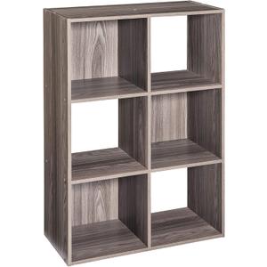ClosetMaid Cubeicals 6 Cube Storage Shelf Organizer Bookshelf - Vertical & Horizontal Options, Easy Assembly - Natural Gray Wood Finish