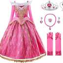 Meland Princess Dress Up for Girls, Dress Up Clothes for Halloween Costumes, Birthday Gift for Toddlers Aged (5-6 Years)
