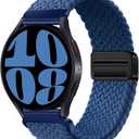 20mm Magnetic Band Compatible With Samsung Galaxy Watch 4 5 6 7 40mm 44mm/Watch 4 6 Classic 42mm 46mm 43mm 47mm/Watch 5 Pro 45mm/Watch 3 41mm/Active 2 Stretchy Braided Strap for Women Men (Atlantic Blue)