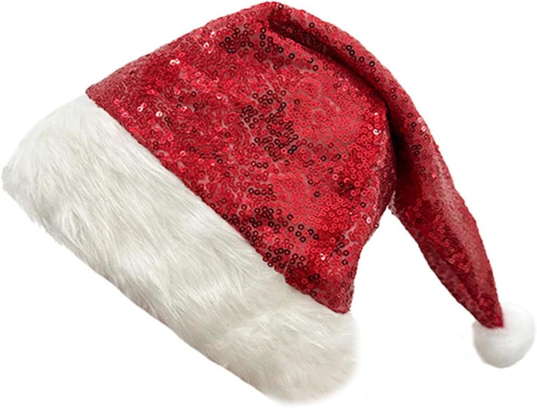 Christmas for Holiday Glittering Sequined for Adult All Age Hat Party Props Festival Headwear (Red)