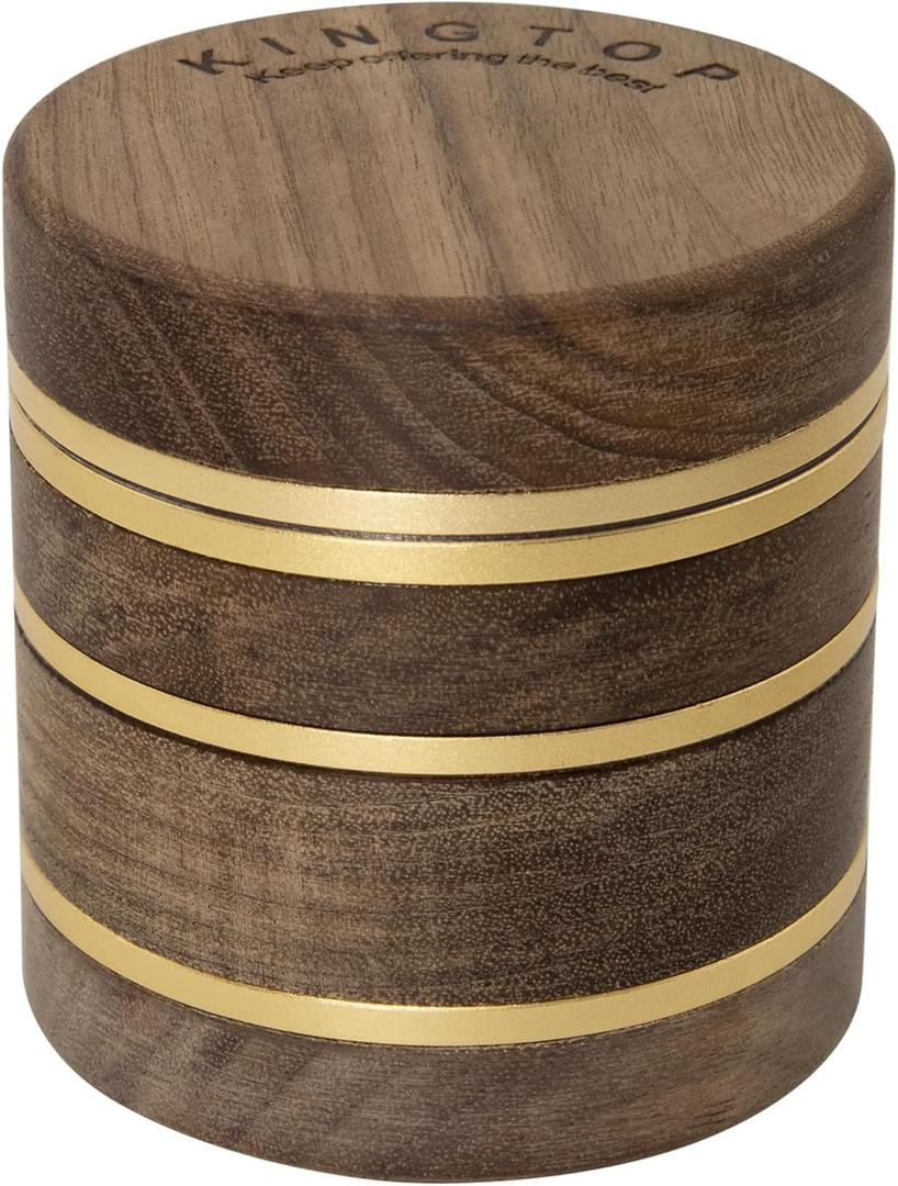 KINGTOP Spice Grinder, 2.5" Walnut Wood & Aluminum Manual Grinder