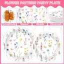 96 Pcs Wildflower Party Plates and Napkins Floral Theme Party Decorations Flower Paper Plates Disposable Dessert Tableware Set Spring Summer Bridal Shower Wedding Tea Birthday Supplies 24 Guests