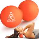 COZLOW Double Lacrosse Silicone Massage Ball - Energizing Orange - Peanut Trigger Point Roller for Mobility, Deep Tissue Therapy, Myofascial Release - Acupressure Tool for Muscle Pain Relief