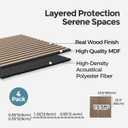 AKUMAX Extra-Thick 0.7" Wood Slat Acoustic Wall Panels, 4 Pack 23.6" x 23.6", NRC 0.80 Sound Absorbing, Fire-Retardant, FSC-Certified, for Home Office, Studio & Living Room, Walnut