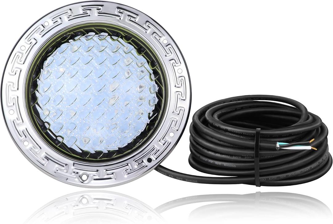 SH101300 100FT 120V LED Pool Light (White), 10 Inch Pool Light Bulb for Inground Pool, Underwater Swimming Pool Spa Light Replacement