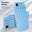 KANGHAR Compatible with iPhone Air Case 2025, Silicone Stripes Cute Pattern, Camera Protection Soft Slim Phone Cover for Girls Women -Blue