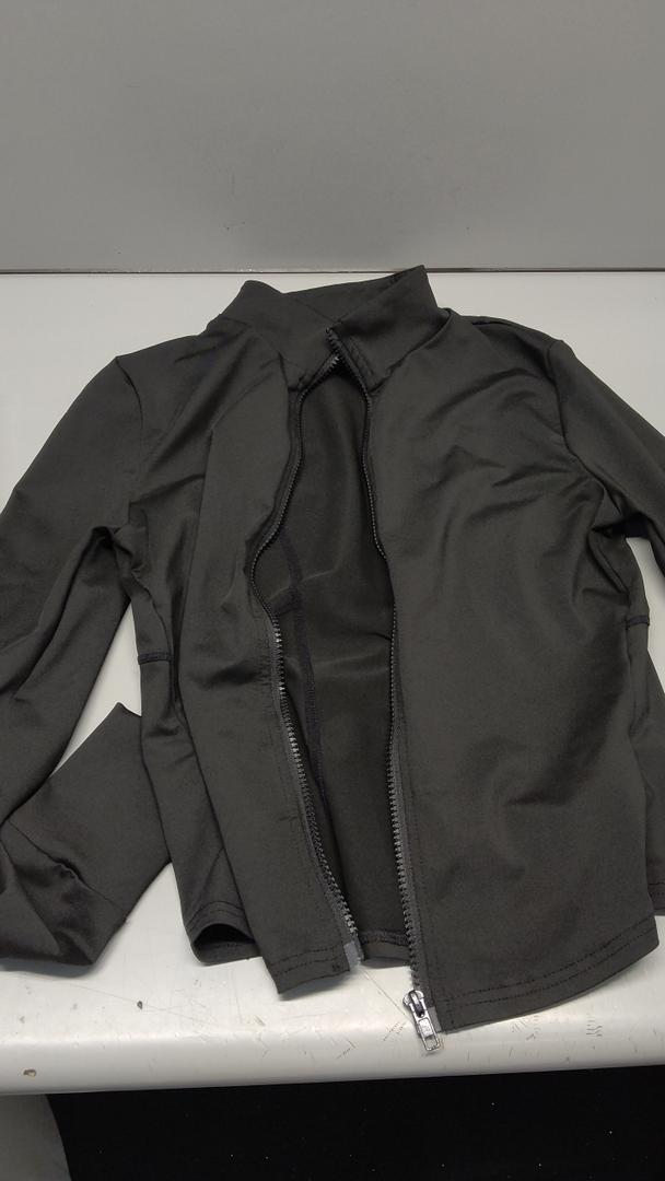 Women's Full Zip Workout jackets Runing Slim Fit Athletic Tops With Thumb Holes, Size M