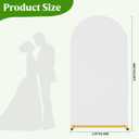 Arch Backdrop Stand and Cover Set, 6.6 x 3.3FT Gold Metal Wedding Arch for Ceremony, Heavy Duty Balloon Arch Stand with White Spandex Cover for Birthday Party, Baby Shower, Graduation, Event Decor