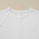 Sidefeel Womens Tops Casual Crewneck Long Sleeve Tops Ribbed Raw Hem Spring T Shirts Slim Fit Basic Tees Blouses (White, M)