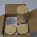 DRKIO 16 Oz Overnight Oats Containers with Bamboo Lids - 4 Pack Glass Storage Jars with Airtight Lids Wide Mouth Mason Food Jars Great for Meal Prep Salad Chia Pudding Snacks Yogurt Sugar Spice Cereal