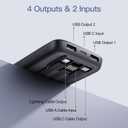 2026 2-Pack 10000mAh Portable Charger with Built in Cables, Travel Essential Battery Pack, 4 Outputs 2 Inputs Slim Power Bank with Cord Wires for iPhone 17/16/15/14, Samsung Galaxy S23/22, Pixel etc