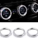 LECART Bling Car Accessories Fit for Volkswagen Arteon Altas Passat Tiguan Golf CC Glitter AC Knob Covers Auto Interior Decor Trims Metal Decals 3Pcs
