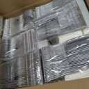 YOUBET 700PCS Silver Plastic Plates - White and Silver Disposable Plates - Silvery Plastic Dinnerware Set - Include 200 Plates, 300 Heavy Duty Silverware, 100 Cups and 100 Napkins for Wedding & Party