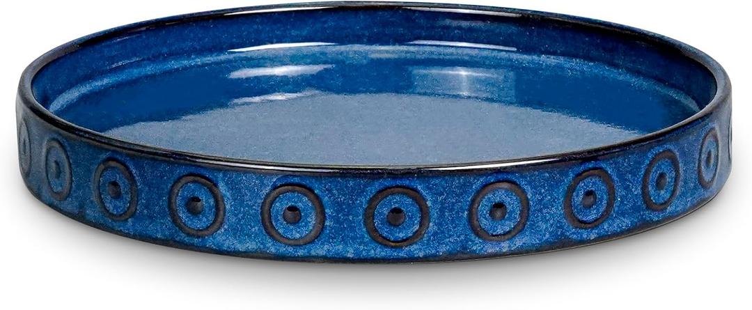 Plant Water Catcher Tray - Ceramic Plant Saucer for Outdoors 7.5 Inch Plant Pot Saucer Plant Drip Tray for Potted Plants Drainage Decorative Round Flower Pot Saucer Blue