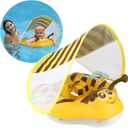 Free Swimming Baby Inflatable Baby Swim Float with Sun Canopy Size Improved Infant Pool Floaties Swimming Pool Toys for The Age of 3-36 Months(Yellow, Large)