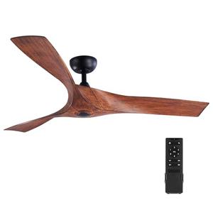 VONLUCE Ceiling Fan No Light with Remote, 52 inch Modern Ceiling Fan, Indoor Low Profile Ceiling Fan with 3 Blades Noiseless 6-Speed Reversible DC Motor for Farmhouse Bedroom Living Room, Walnut