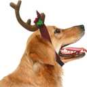Antler Horn Headpiece Reindeer Headband Costume Hat Horn Christmas Gift Headband Accessories (Large, Brown)