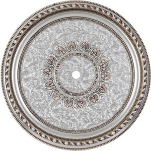 Large Ceiling Medallion, 31.5 Inch, Silver and Gold, Floral Embossed, for Light Fixtures and Chandeliers