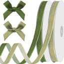 ALIBBON 2 Rolls 3/8 inch x 20 yd Sage Green Velvet Ribbon Light Green Thin Ribbon Assorted Solid Ribbons for Gift Wrapping Sewing Bows Crafts Wedding Birthday Party Spring Easter Christmas Decorations