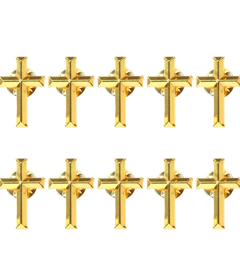Pack of 12 Cross Brooch Metal Badge Pin Stylish Lapel Pin Cross Brooch Alloy Material Religious Pins for Outfits