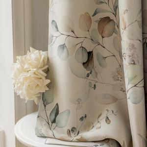 SUOUO Brown Floral Blackout Curtains for Bedroom 96 inches Long Print Vintage Leaf Room Darkening Window Drapes for Living Room 2 Panels