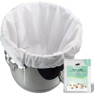 Bellamei Brew Bags Reusable 2 Pack 250 Micron Fine Mesh Bag for Fruit Cider Apple Grape Wine Press Drawstring Straining Brew in a Bag (2 pack-24"32")