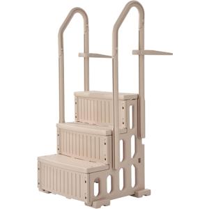 VEVOR Swimming Pool Ladder, 3-Step Double Handrails Stairs with Non-Slip Heavy Duty Steps, Max Load Capacity 400 lbs, for 36-48 Inch Inground & Above-Ground Pools of Any Decking Surface, Taupe