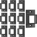 Zonon 20 Pcs 1" x 1" Black Aluminum Fence Brackets Standard Wall Mount for Rails Double Flange Metal Square Residential Black Flat Fence Brackets for Fencing Railing Mounting