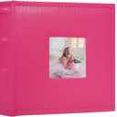 Small Photo Album 4x6 100 Pockets with Writing Space Leather Cover Picture Book Holds 4x6 Photos for Wedding, Baby, Family, Graduation (Pink)
