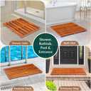 40"x18" Extra Large Teak Shower Mat, Non‑Slip Solid Wood Bath Mat