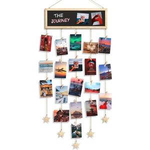 SF SOONEAT Picture Frames Collage Wall Decor Hanging Photo Display Multiple Family Tree Polaroid Celebration of Life Decorations with String, Blackboard, 30 Clips