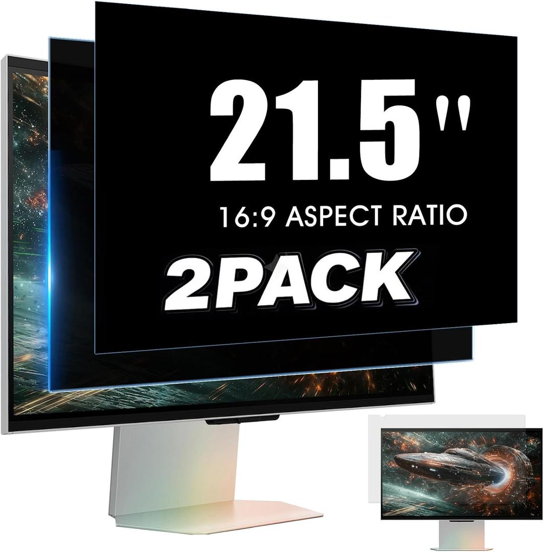 2 x 2 Pack 21.5 Inch Computer Privacy Screen Filter for 16:9 Widescreen Monitor