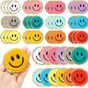 48 Pieces Smile Face Chenille Patches for Kid, Happy Face Iron on Sew On Decorative Repair Patches for Clothes Hats Shirts Shoes Jeans Bags Backpacks