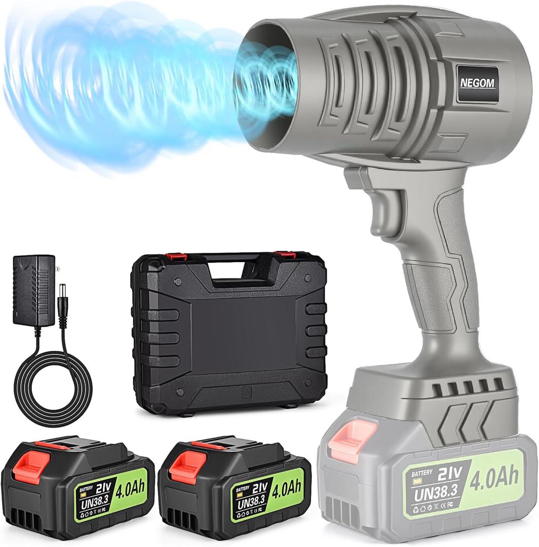 Leaf Blower Cordless Battery Charger, Electric Cordless Leaf Blower Handheld, and Lightweight with High Speed Power for Lawn Or Patio Portable Air Blowers 21V Grey