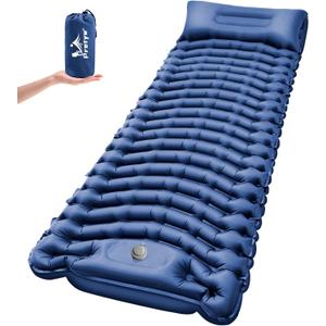 Sleeping Pad for Camping - Ultralight Camping Mattress with Pillow, Built-in Foot Pump, Compact Inflatable Portable Mat for Backpacking, Hiking, Car Traveling, Beach, Tent