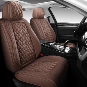 Full Coverage Leather Car Seat Covers Full Set,Wateroroof Seat Covers for Cars,Trucks,Sedans,Luxury Brown Seat Cover,Car Seat Protector,5 Seats Car Seat Cushion