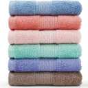 Cleanbear Face-Cloth Washcloths Set,100% Cotton, High Absorbent, 6-Pack 6 Colors, Size13 x13-deep Color (Baby Pink, Brown, Blue Grey, Rust, Lavender,greengage)