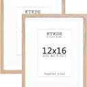 KTKDE 12x16 Picture frame Set of 2,Nature Wooden frame 8.5x11 mat or 12x16 Without Mat -Tempered Glass,11by14 Poster frame for Wall Studio Gallery Photo Frames for home Friends Wedding best gift (2pcs-Natural Woodgrain)