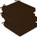 downluxe Waterproof Outdoor Chair Cushions Set of 4, 19" x 19" x 3" Patio Chair Cushion with Non-Slip Ties & Handle, Square Outdoor Cushion for Patio Furniture with Removable Cover, Brown