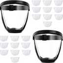 2pcs Full Face Shield for Yard Work & Woodworking, Wide View Clear Visor with Anti-Fog Coating, Breathable Bottom Design, Adjustable Headband (White)